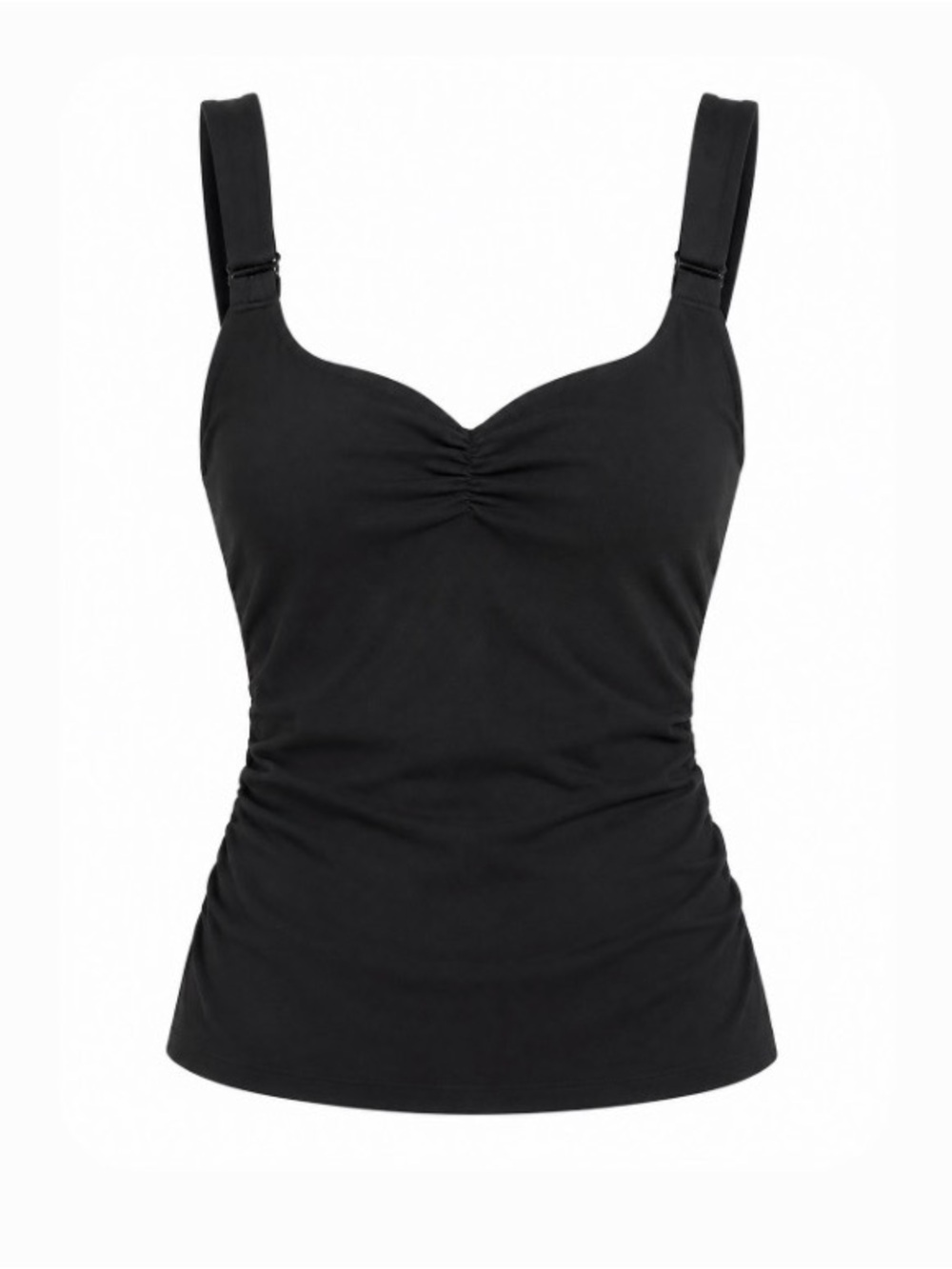 Sweetheart Tank - Black Ruched Women's Tank Top
